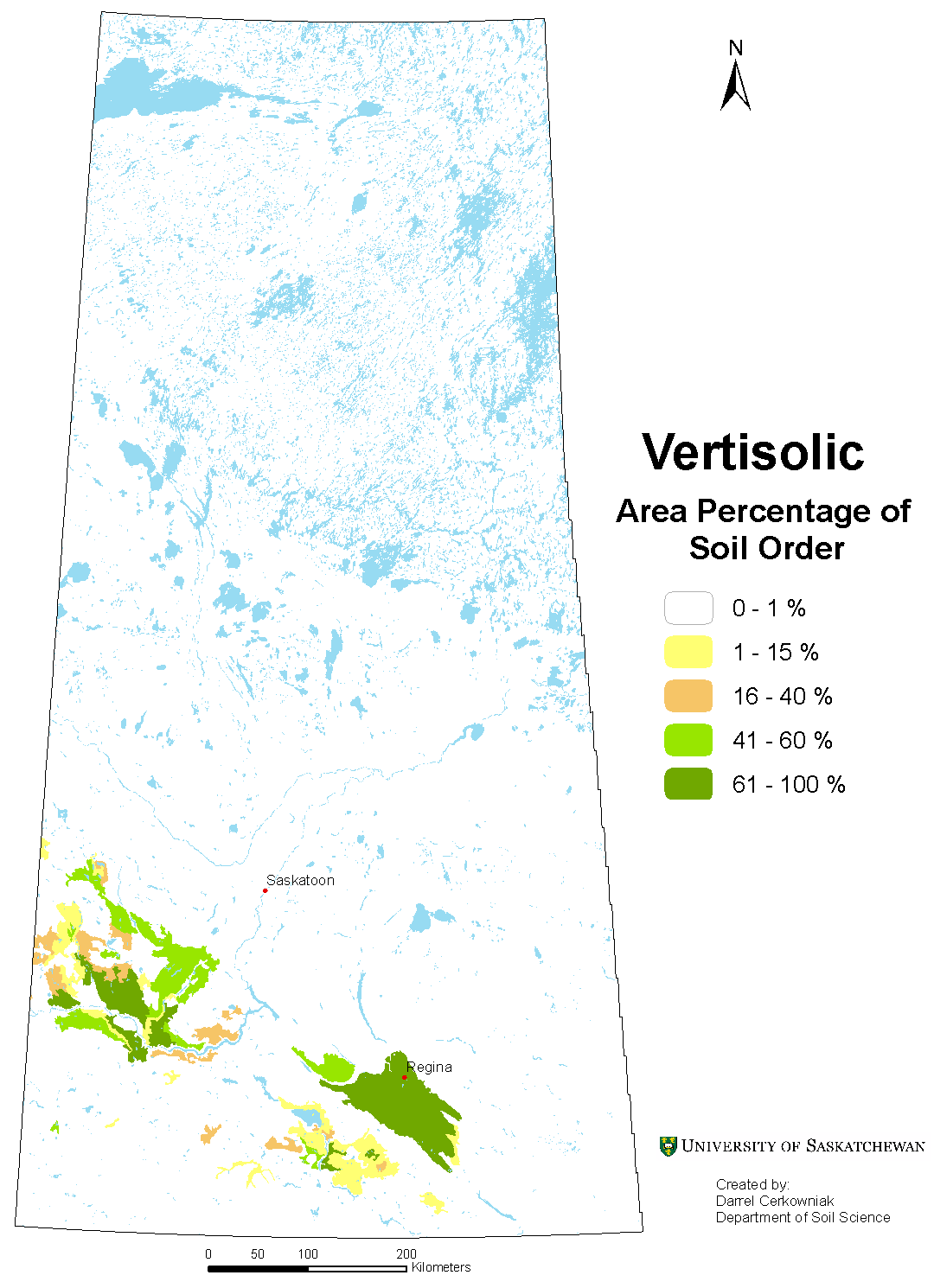 Distribution of Vertisolic soils in Saskatchewan