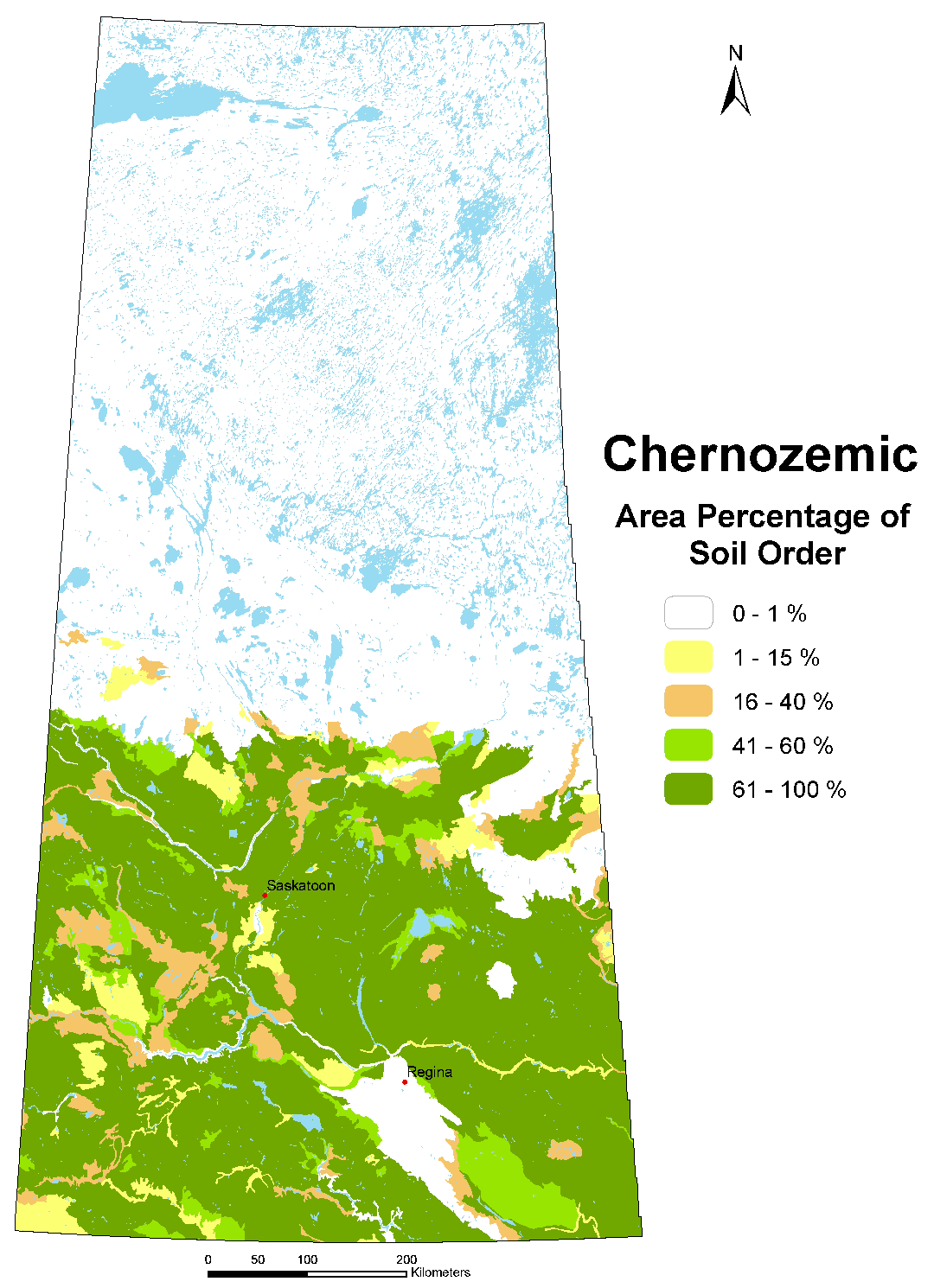 Distribution of Chernozemic soils in Saskatchewan