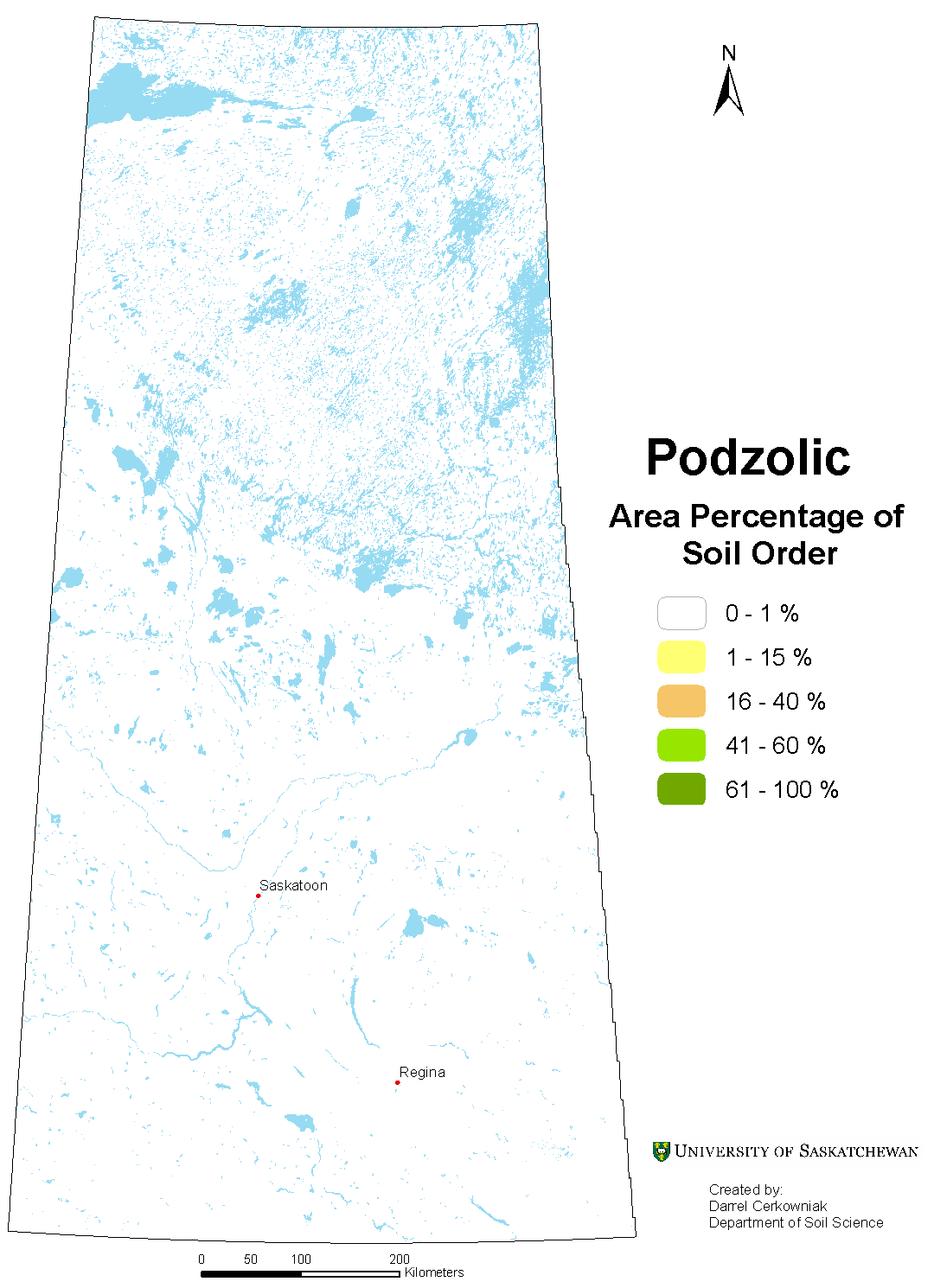 Distribution of Podzolic soils in Saskatchewan