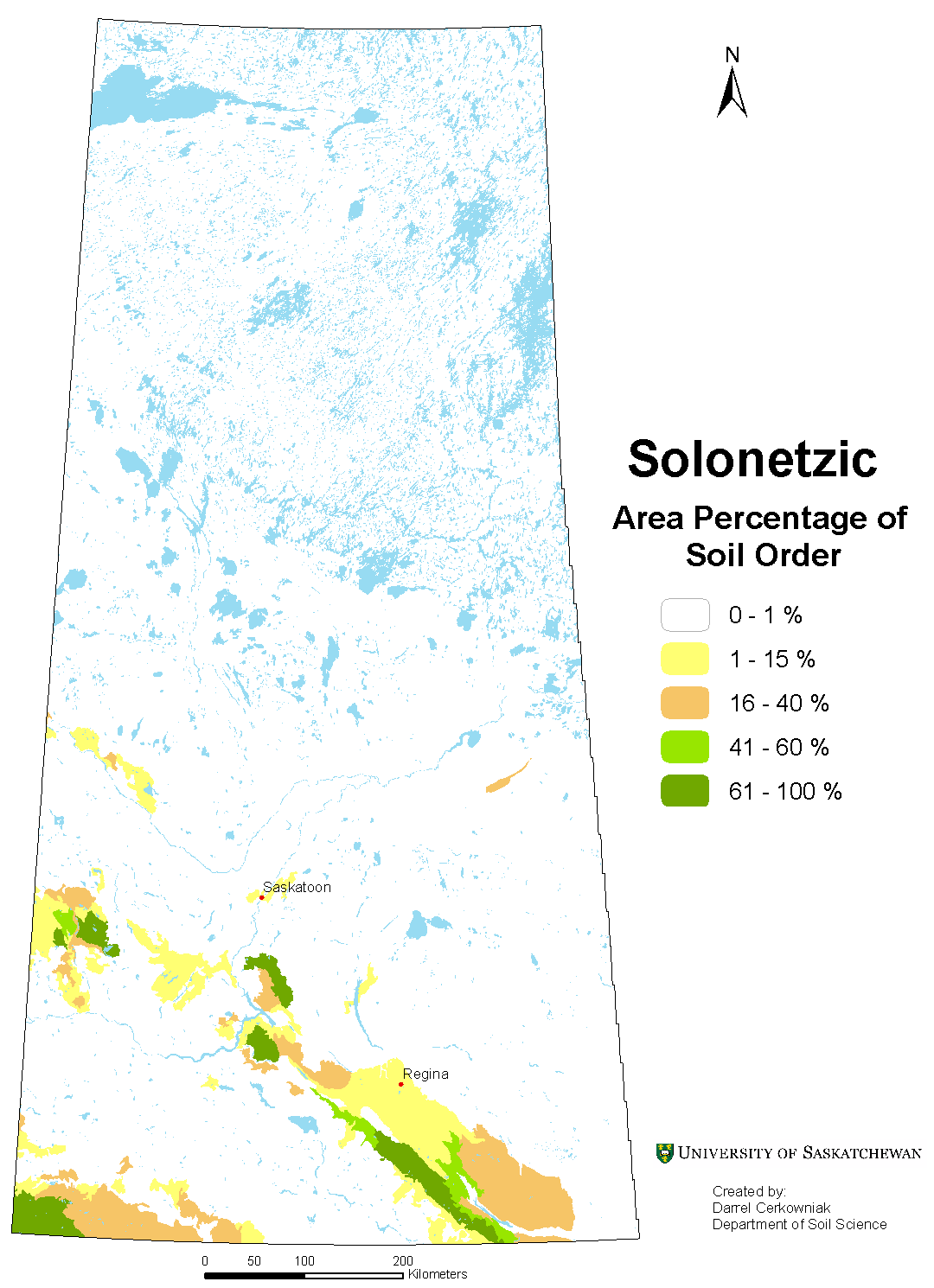 Distribution of Solonetzic soils in Saskatchewan